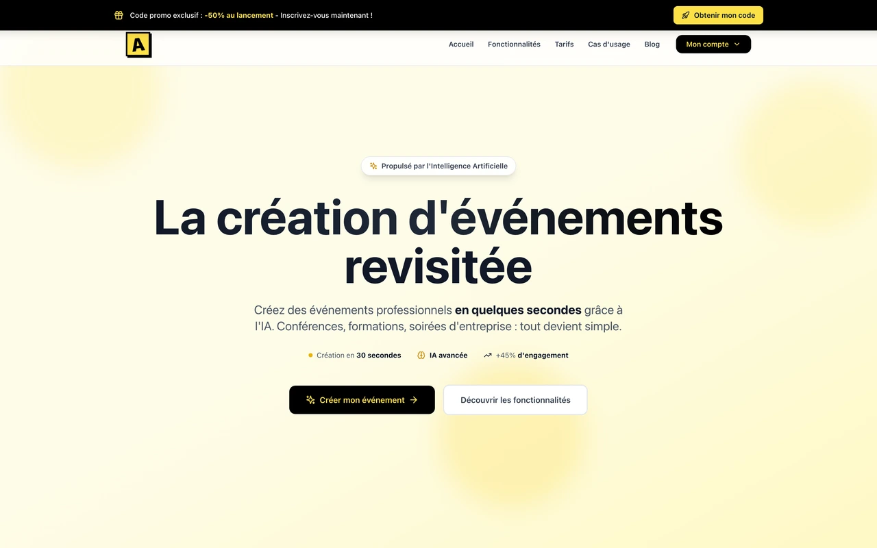 Atendi – Plateforme de création d'événements par IA