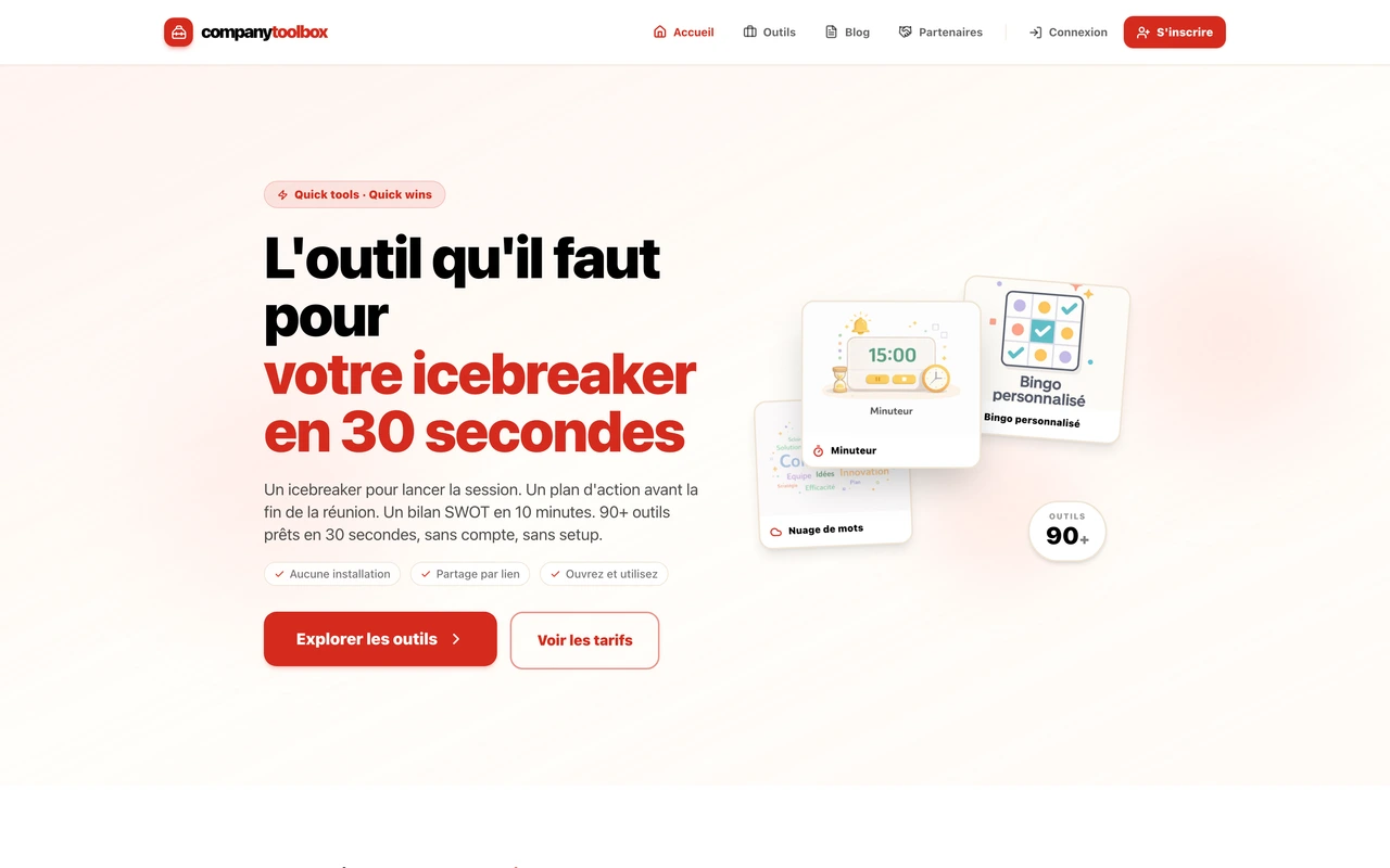 Company Toolbox — 90+ outils gratuits pour formateurs, managers et facilitateurs